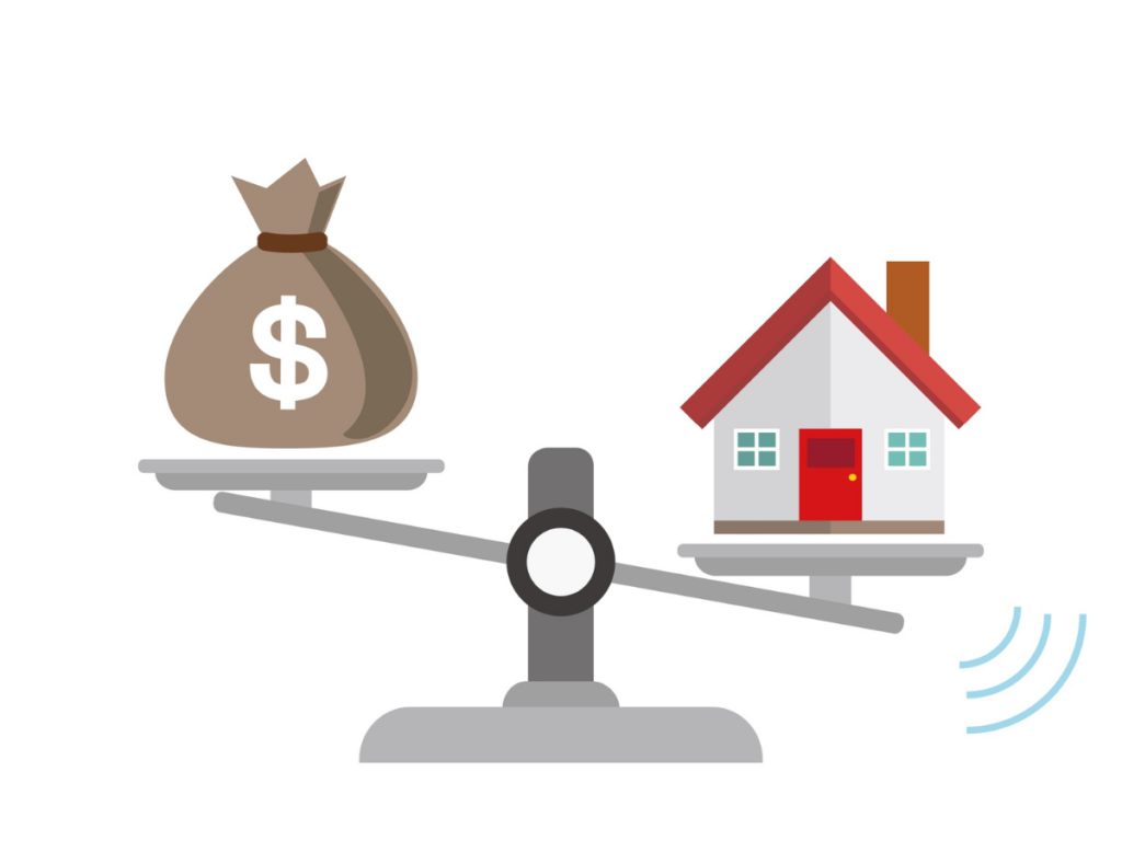 Balans tussen geld en huis als visuele uitleg van woningwaarde bepalen voor het uitbrengen van een bod